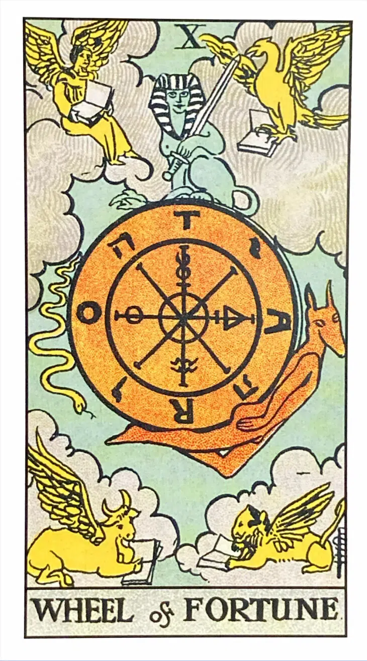 Wheel of Fortune (X) Rider Waite Smith Tarot