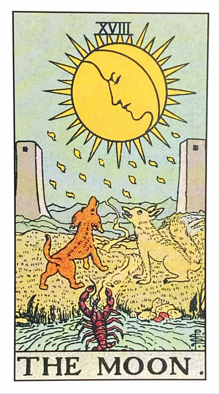 The Moon (XVIII) Rider Waite Smith Tarot