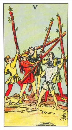 Five of Wands - Rider Waite Smith Tarot