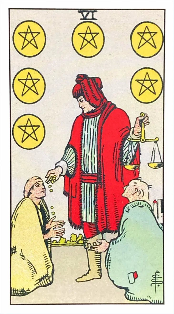 Six of Pentacles - Rider Waite Smith Tarot
