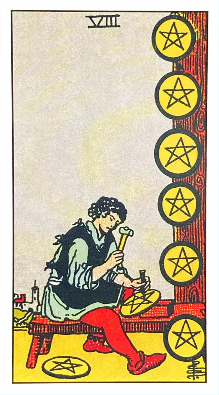 Eight of Pentacles - Rider Waite Smith Tarot